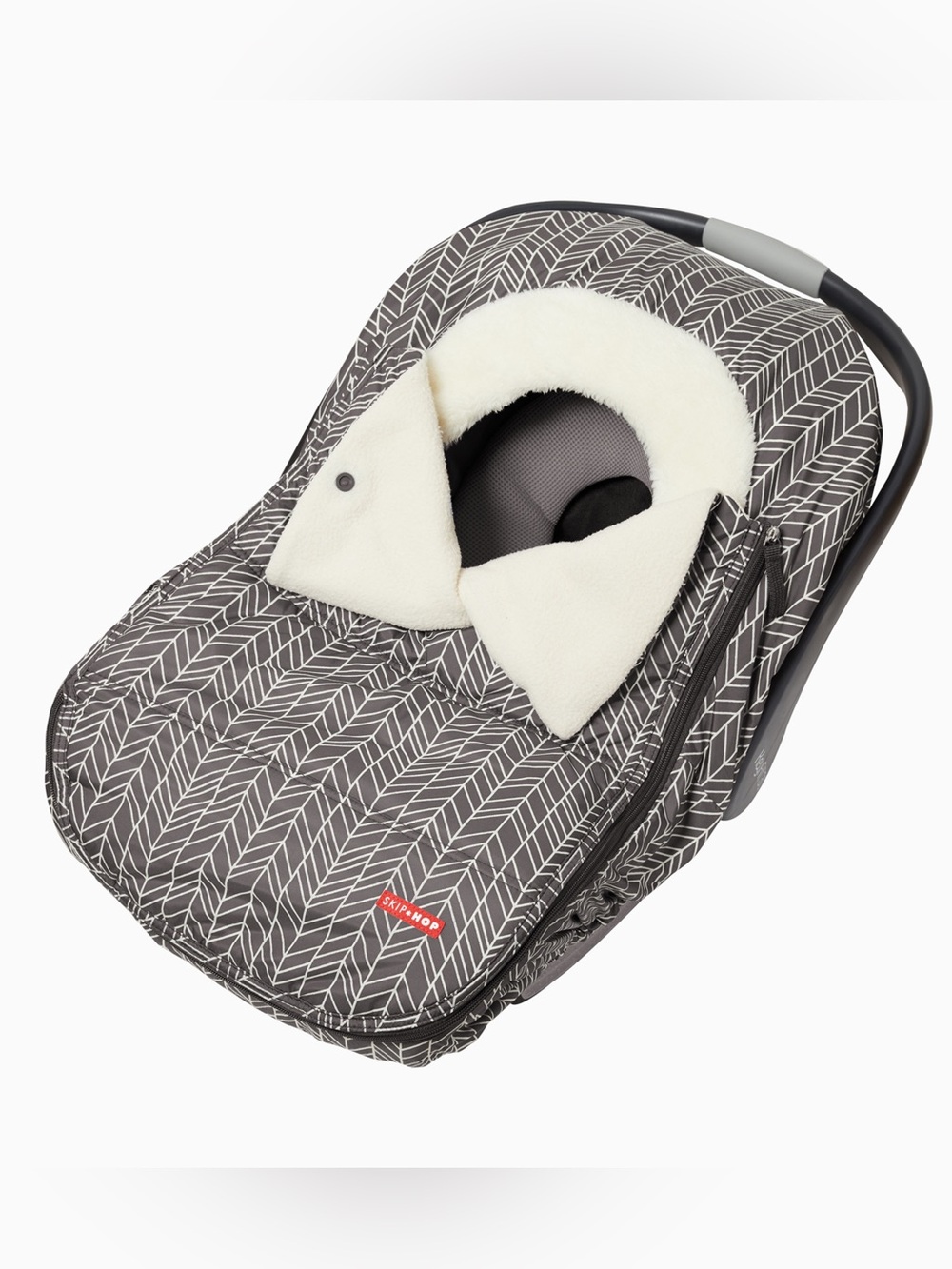 Skip Hop Grey Chevron Car Seat Cover with Cream Sherpa Liner